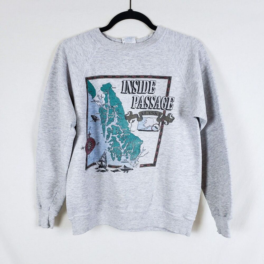 Hanes Alaska Vintage Tourist Sweatshirt Mens M Hiking Outdoor Camping Gorpcore